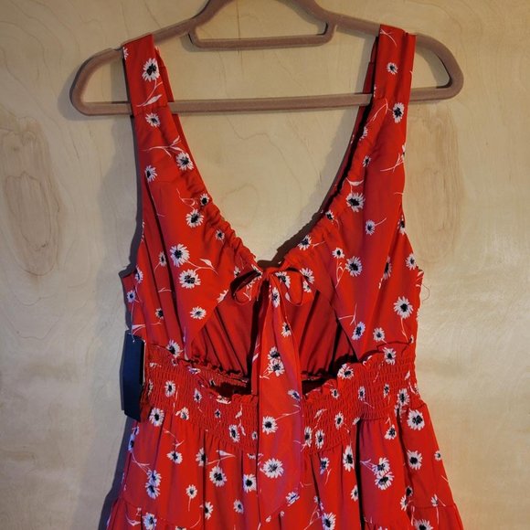 City Studio Coral Pink Floral Tie Back Dress Women Size XL NWT - Picture 4 of 11